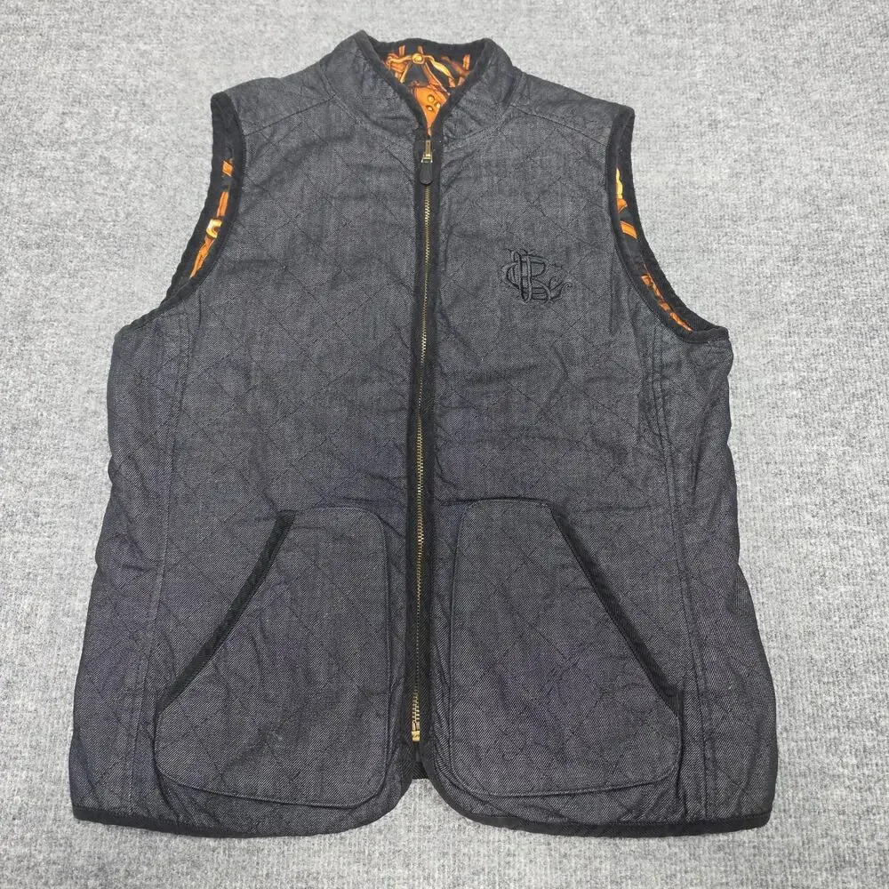 Lauren Ralph Lauren Womens L Reversible Quilted Vest Equestrian Horse Print